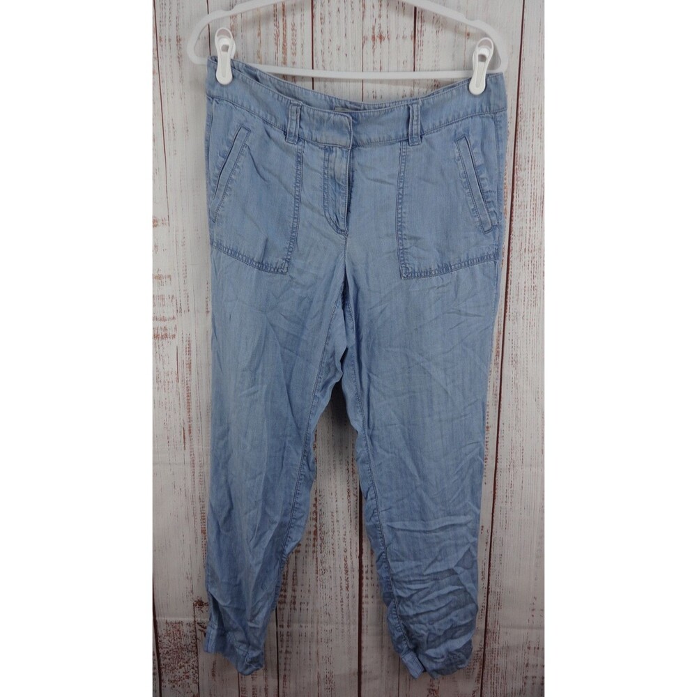 Loft Outlet Cargo Jogger Pants Womens 6 Blue Chambray Casual